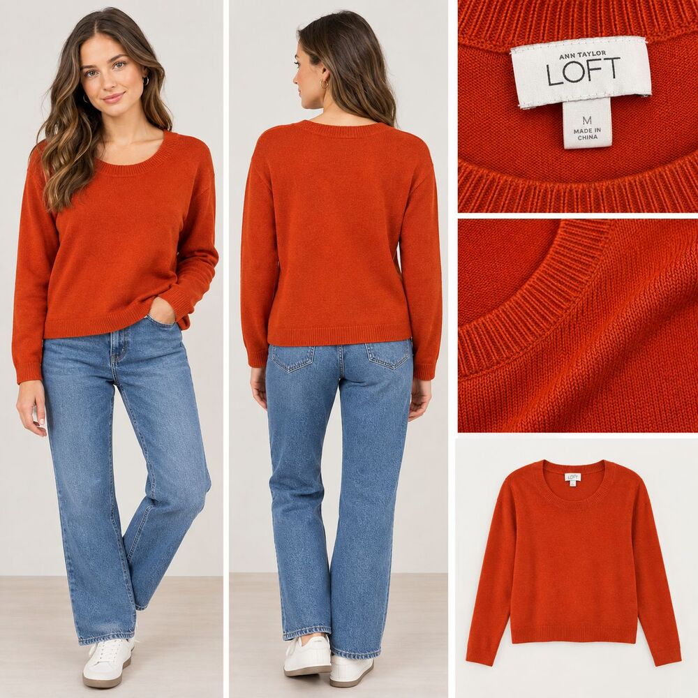 Anne Taylor LOFT Orange Long Sleeve Sweater Women's Size Medium